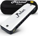 Harmo Polar Diatonic Harmonica Key of Low F - 10 Holes 20 Notes, Blues Harp Mouth Organ With Case, Phosphor Bronze Reeds, Suitable for All Genres, Harmonica for Kids, Adult, Beginners & Professionals