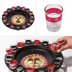 SpiderJuice Creative Plastic Drinking Roulette Game Set with 16 Shot Glasses, 2 Balls & Spinning Wheel for in-House Party Fun (Multicolor)