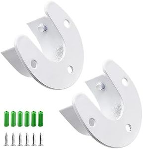 Muretnze 2Pcs 1 Inch Stainless Steel Closet Rod Bracket, Closet Rod Support U-Shaped Open Type Socket Bracket for Closet Rod with Screws,White