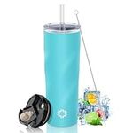 Tlater Travel Mug, Reusable Stainless Steel Insulated Cup, 510ml Leakproof Coffee Cup with Straw & 2 Lids, Double Wall Coffee Mug for Car, Water Bottle for Hot or Iced Drinks BPA Free