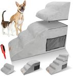 Masthome Dog Stairs, 5-Step Non-Slip Dog Steps for Bed Sofa Couch, High Density Foam Pet Stairs with Removable Washable Cover for Small Dogs Cats and Elder Pets, 2/3/5 Steps, 80x40x60cm