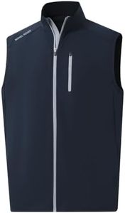 Rouen Mens Vests Outerwear Performance Lightweight Sleeveless Jacket Windproof Softshell Vests Sports Golf Vest for Men, Navy, Large