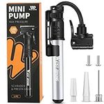 West Biking Mini Bicycle Pump – Aluminium Bicycle Air Pump, All Valves, Portable Small Bicycle Pump, Quick Tyre Inflation, Lightweight Mini Bicycle Air Pump for MTB, Road Bike, Ball Pump (Silver)