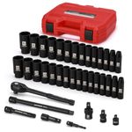 MIXPOWER 36-Piece 1/2-Inch Drive Deep Impact Socket Master Set with 10-inch Quick-Release Ratchet Handle & Accessories, Deep, SAE and Metric, CR-V Steel