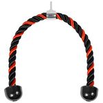 Yes4All Deluxe Black & Red Tricep Rope Cable Attachment,36 inch Exercise Machine Attachments Pulley System Gym Pull Down Rope with Carabiner