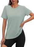 OFEEFAN Fashion Tops for Women Trendy Sun Protection Workout Tops for Women Tennis Tops for Women Light Green M