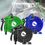 75ft Black Expandable Garden Hose Pipe Expanding Water Hose with 7 Watering Modes Spray Gun, Flexible Water Hose Pipes, Anti-Leakage Non-Kink Lightweight Magic Hose for Watering Washing Cleaning