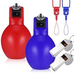 Hejo 2 Squeeze Whistle, Come with 2 Stainless Steel Sports Whistles, Hygienic Hand whistle for Coaches, all with Lanyard for Physical Education Instructor Dog Trainer and Kids Sports, Pack of 4