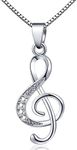 DXZN 925 Sterling Sliver Pendant Necklace Music Note Cubic Zirconia for Women Girls Mother's Day Valentine's Day Jewelry Gift Chain 18 Inches