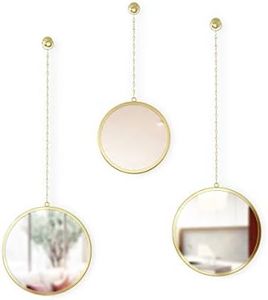 Umbra Brass Dima, Set of 3, Trio Mirrors Apartment Decor/Wall Art Decor