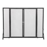 Single Panel Large Wrought Iron Screen with Doors in Black