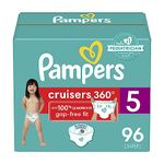 Pampers Cruisers 360° Fit Pull on diapers, size 5, 96 count, Disposable Diapers with Stretchy Waistband