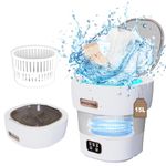 Portable Washing Machine, 15L Weighs 2kg Mini Washing Machine, 2 in 1 Small Washing Machine, Folding Washing Machine for Underwear, Sock, Baby Clothes, Travel, Camping, RV, Dorm (Gray)