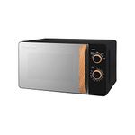 Russell Hobbs RHMM713B-N 17L 700w Scandi Compact Black Manual Microwave with 5 Power Levels, Wood Effect Handle & Dials, Timer, Defrost Setting, Easy Clean