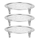 uxcell 3pcs Stainless Steel Steamer Rack with Stand, 8.6 Inches Pot Steaming Tray for Steamer Cookware Instant Pressure Cooker, Silver Tone