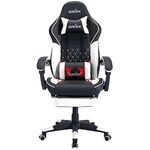 SUKIDA Black Gaming Chair Massage Gamer Chair Adult Gamers Choice Size Cool Big People, PC Video Game Ergonomic Gamingchair with Footrest, Racing Office Computer Reclining Comfortable Recliner