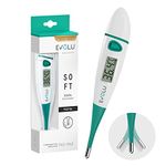 Evolu Digital Thermometer - Oral, Rectal, Under Arm - Flexible Comfort Tip - Measures in 10 Seconds - For Babies, Children, Adults - Precise & Accurate to 0.1°C - Easy to Read Display, Storage Case