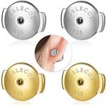 DELECOE 2-Pairs14K Gold Locking Earring Backs Replacements for Diamond Studs, Hypoallergenic 925 Silver Secure Earring Backings for Notch Post, 7mm
