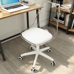 LOOKMINT Modern Small Cute Armless Vanity Rolling Chair Adjustable Swive Chair for Office, Home, Make Up, Small Space, Bed Room (White)