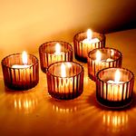 Vohocandle Brown Tea Light Holders Glass Set of 12, 5 x 3.5cm Small Votive Candle Holder Home Decor, Amber Tealight Holders (Brown)