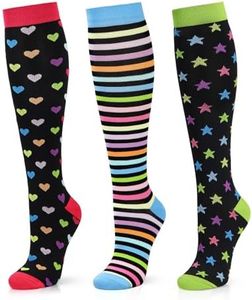 Medical Compression Socks for Women and Men 3 Pairs 20-30 mmHg Knee High Christmas Compression Stockings Circulation Best for Running Athletic Nurses (10 Colorful 3 Pack, XX-Large)