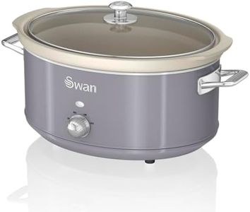 Swan Retro Slow Cooker with 3 Temperature Settings, Keep Warm Function, 6.5L, 320W, Retro Grey, SF17031GRN