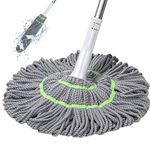 Wazdorf Microfiber Floor Cleaner, Self-Twisting Mop with Metal Handle, Twist Mop, Hands-Free Dry & Wet Floor Cleaner, Quick Rinse & Dry Design, Microfiber Absorbent, Commercial Home Cleaning Tool