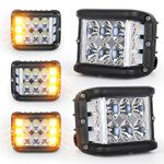 HOYUZA Side Shooter Pod Lights 4 Inch Dual Side Yellow Strobe LED Cube Lights for Farm Tractor Plow Truck ATV UTV 4x4