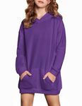 Arshiner Girls Long Sleeve Hoodies Basic Hooded Sweatshirts Kids Pullover Hooded Casual Sport Wear Purple Size 9-10Y