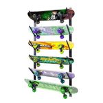 Skateboard Wall Mount, Skate Board Wall Display Hanger Rack, Snowboard Wall Mount Ski Holder,Six Floors Deck Wall Longboard Rack