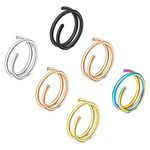 incaton 20G Double Hoop Nose Ring for Single Piercing 6Pcs,Silver/Rosegold/Gold/Black/Rainbow for Women Men