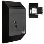 Durabox Heavy Duty Wall Mount Locking Deposit Drop Box Safe W300 (Black) For Receiving Letters, Checks, Payment, Documents and More For Commercial, Home or Office Use