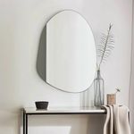 Gumcoly Irregular Wall Mirror 22"x30" Asymmetrical Mirror for Bathroom Black Wood Frame Wall Mounted Mirror Hanging Vanity Mirror for Living Room Bedroom Entryway