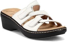 Clarks Women's Merliah Karli Sandal, White Leather, 9.5 Wide, White Leather, 9.5 Wide