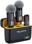 YEJATA Wireless Microphone for Phone with Transmitter Digital Display and 40 Hours Charging Case, Wireless Lavalier Microphone with USB Type C Port for Video Recording - Set of 2