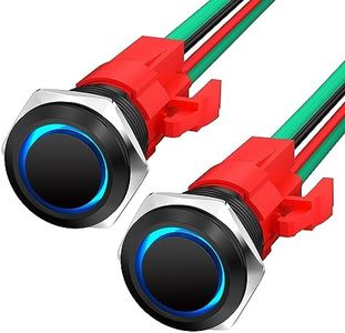 Joinfworld 12V 20 Amp Heavy Duty Latching Push Button Switch Waterproof ON Off Switch 16MM Pushbutton Switch 12 Volt Blue Led with Pre-Wired for Marine Boat Truck Car Motorcycle