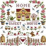 Awesocrafts Cross Stitch Stamped Kits Sweet Home Easy Patterns Cross Stitching Embroidery Needlework Kit Supplies (Home)