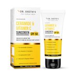 Dr. Sheth's Ceramide & Vitamin C Sunscreen | In-Vivo Tested | Protects, Moisturizes & Brightens Skin | SPF 50+ PA++++ | Lightweight, Leaves No White Cast | 30 g