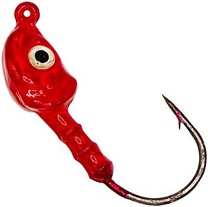 Charlie's Worms Fishing Lures Jig Heads with Double Eye Ball and Sharp Sturdy Hook for Saltwater Freshwater Bass Trout 6pk (Red, 3/8oz.)