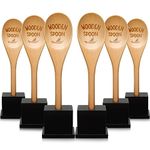 Soaoo 6 Pcs Chili Cook off Trophies Set Funny Spoon Award Trophies Wooden Laser Engraved Spoon with Wooden Trophy Base for Chili Cook off Prizes Baking Contest Food Competition Party Supplies