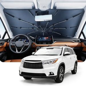 DMJN Umbrella Windshield Sun Shade for Toyota Highlander (2020-2026), Car Sunshade for Front Windshield [Nano Ice-Crystal Coatings] UPF50+ Heat & UV Block, Protect Interior & Keep Cooler