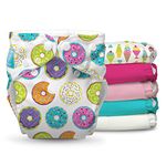 Charlie Banana Baby Fleece Reusable and Washable Cloth Diaper System, 6 Diaper and 12 Inserts, One Size, Desserts
