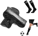 SumDirect Kids Soccer Shin Guards - Large Football Shin Pads for 9+ Years, Youth Child Shin Guards, Child Soccer Shin Pad, Perforated Breathable Soccer Shin Guards Board with Socks (Black)