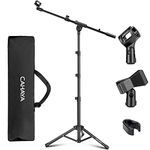 CAHAYA Tripod Microphone Stand Height Adjustable with 2 Mic Clips Boom Arm Floor Mic Stand with Carrying Bag for Singing Performance Wedding Stage CY0239-N