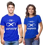 Hangout Hub HH3 Men's & Women's Round Neck T-Shirt-to Infinity & Beyond (Blue;Men L;Women M)-Pack of 2-Couple T-Shirts