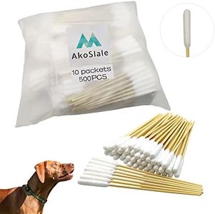 AkoSlale Dog Q Tips, Qtips Cotton Swabs 500 Count, 6 Inch Long Cotton Swab, Dog Ear Cleaning Solution, Dog Wound Care, Ear Swabs for Dogs, Pet Care for Dogs