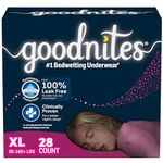 Goodnites Girls' Nighttime Bedwetting Underwear, Size Extra Large (95-140+ lbs), 28 Ct (2 Packs of 14)