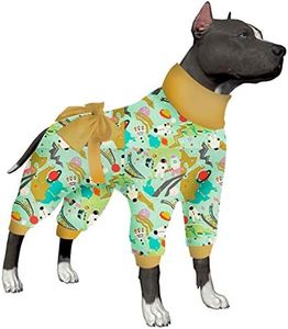 LovinPet Lovinpet Large Dog Pajamas - Mint Outer Space Print, Wound Care and Post Surgery Onesie, UV Protection Fabric, Pet Anxiety Relief Shirt, Pet PJ's,Yellow M