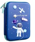 Kiddie Galaxia Branded 3D Space Design Embossed Eva Cover Pencil Case With Compartments, School Supply Organizer For Students, Stationery Box, Cosmetic Zip Pouch Bag (1 Unit, Canvas, Multicolor)