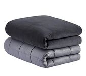 Cottington Lane Weighted Blanket for a Adult - 48" x 78"(15Lbs Or 6.8 Kg) - Calm, Sleep Better and Relax Naturally. Adult Full Size_Grey Blanket + Dark Grey Cover